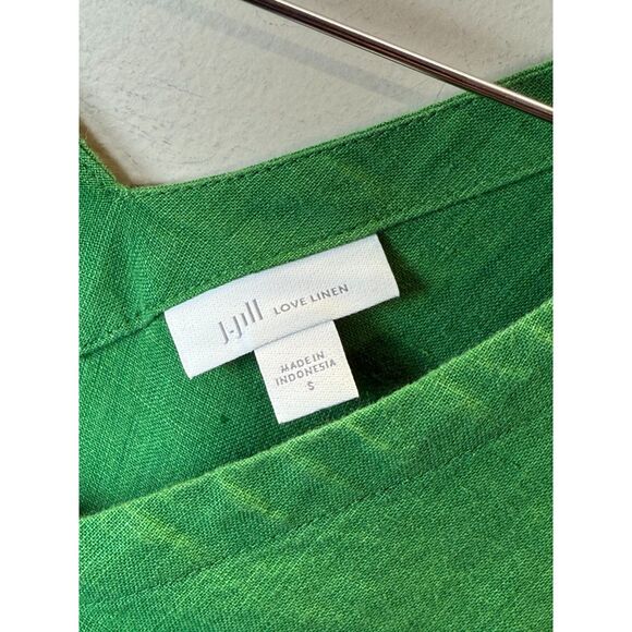 J.Jill Rainforest Linen Seamed V-Neck Midi Dress Women’s Size Small Green Chic - Picture 3 of 7